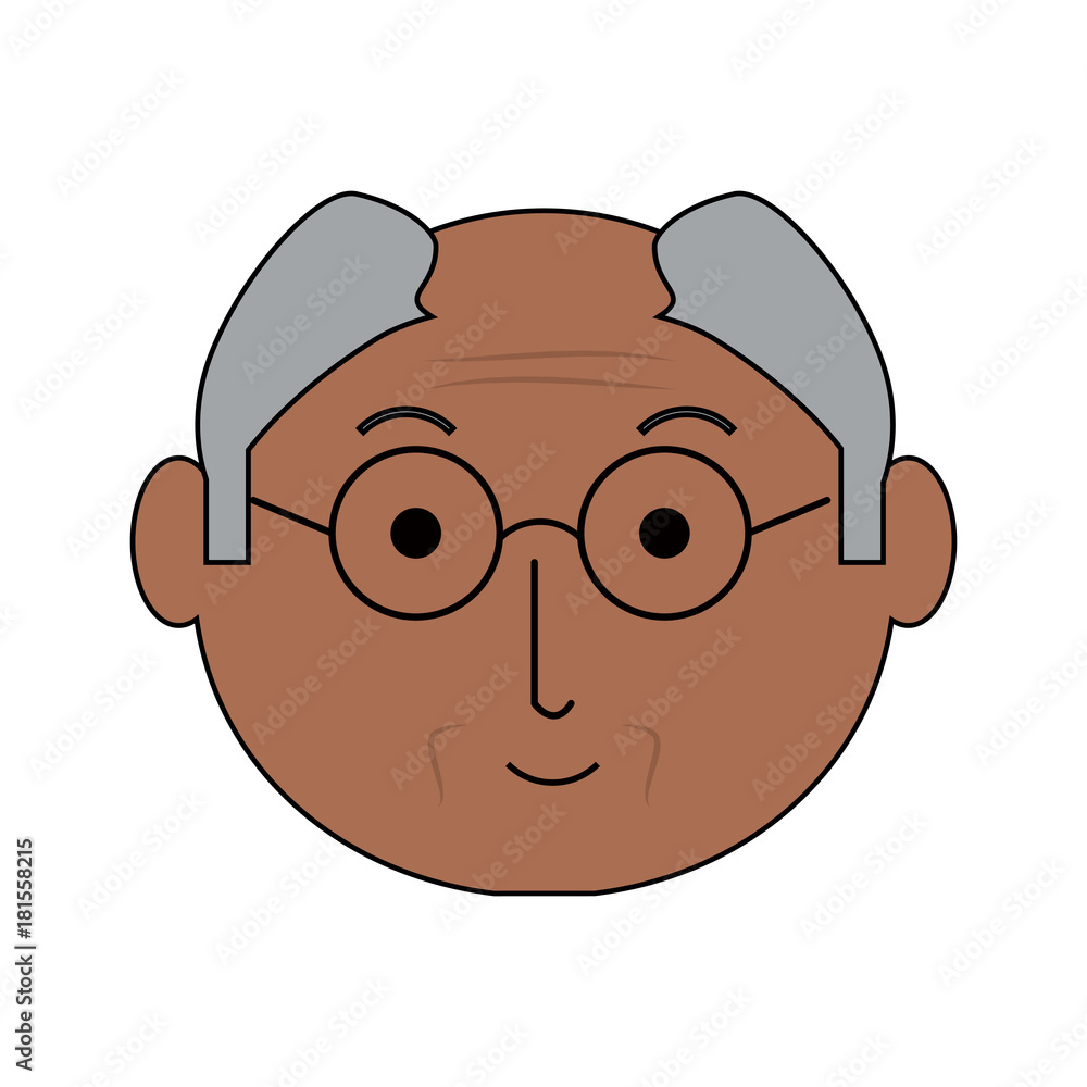cartoon elderly man face icon over white background colorful design vector illustration