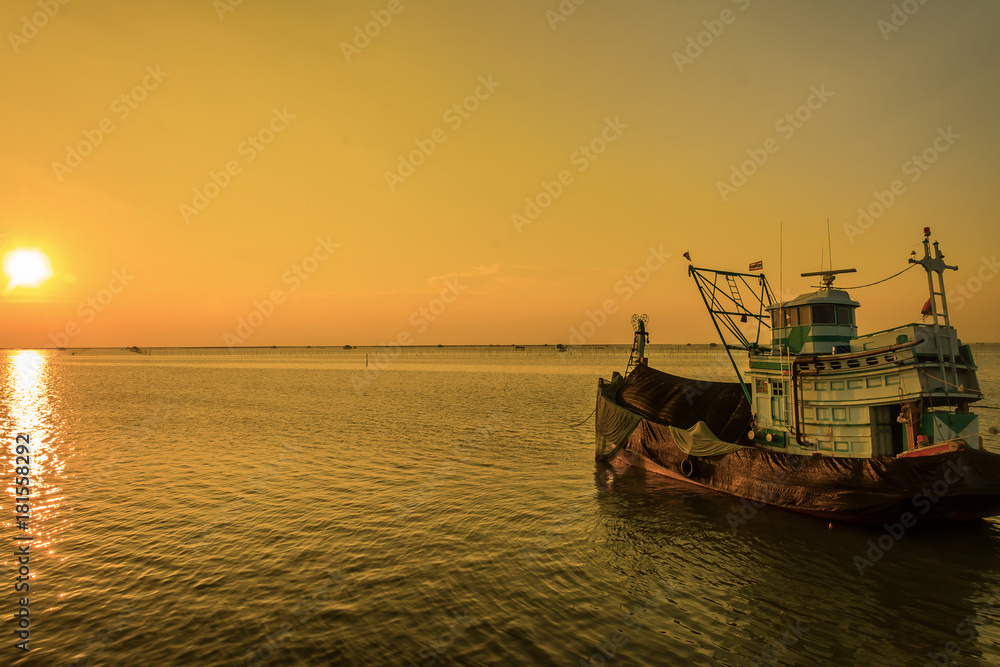 fishing boat in twilight time  ,  Thailand