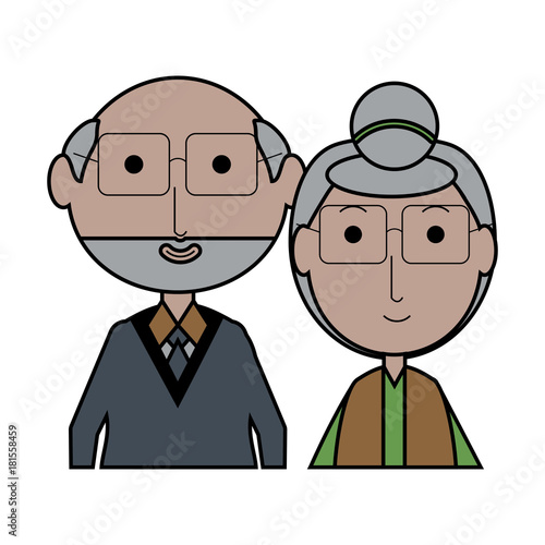 cartoon eldery couple icon over white background colorful design vector illustration