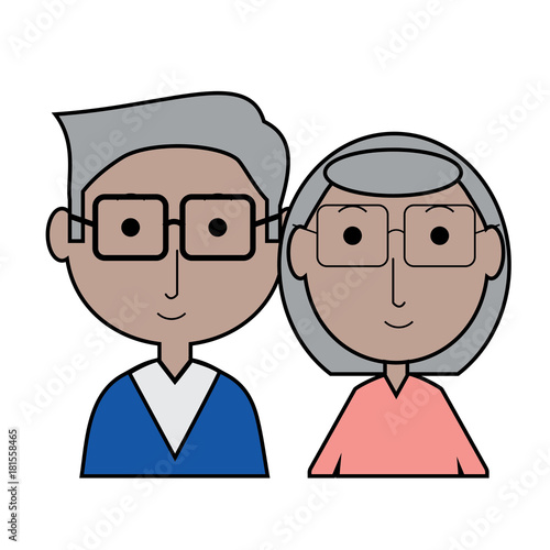 cartoon eldery couple icon over white background colorful design vector illustration