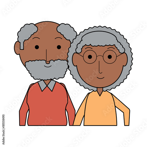cartoon eldery couple icon over white background colorful design vector illustration