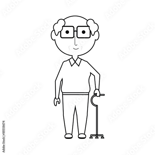 cartoon elderly man with glasses icon over white background vector illustration