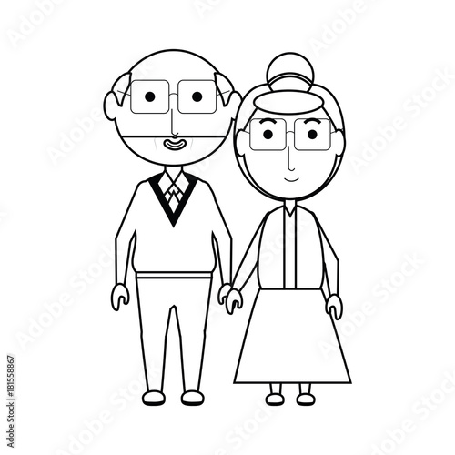 cartoon eldery couple icon over white background vector illustration