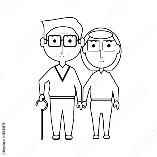 cartoon eldery couple icon over white background vector illustration