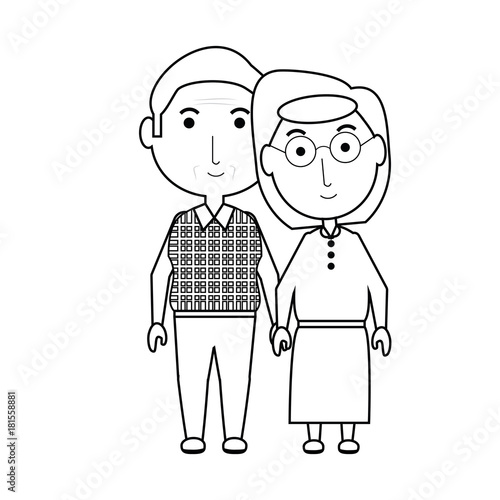 cartoon eldery couple icon over white background vector illustration