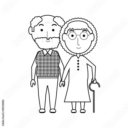 cartoon eldery couple icon over white background vector illustration