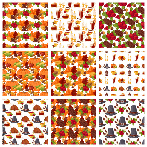 Vector autumn berries seamless pattern vegetarian berry food wallpaper with branches background illustration
