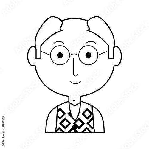 cartoon elderly man with glasses icon over white background vector illustration