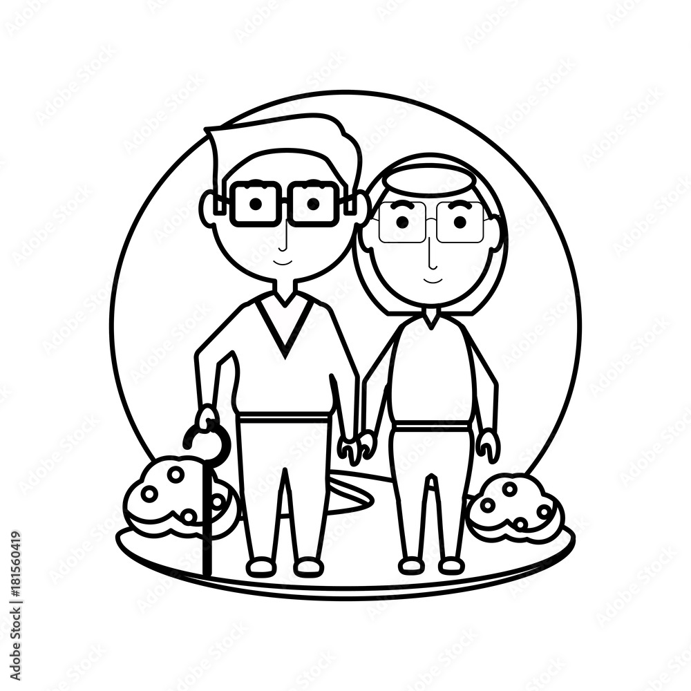 cartoon eldery couple icon over white background vector illustration cartoon eldery couple icon over white background vector illustration