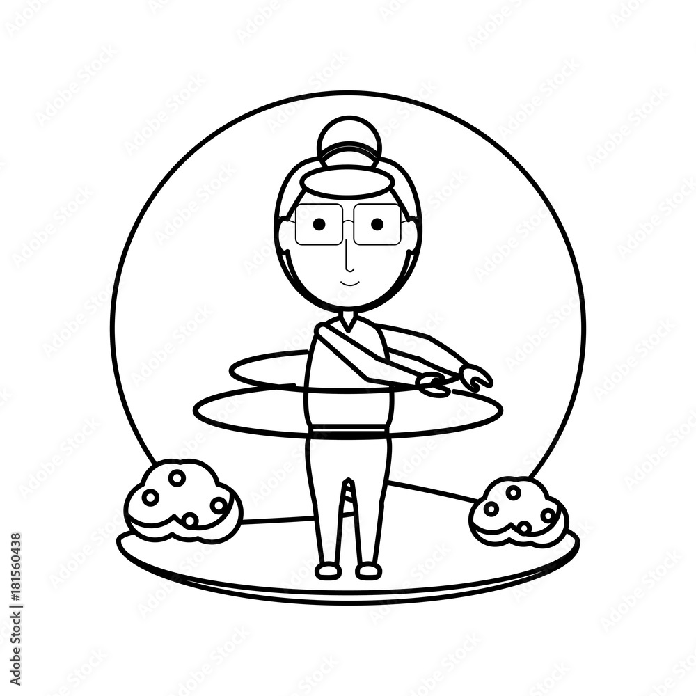 Elderly woman working out icon over white background vector illustration Elderly woman working out icon over white background vector illustration
