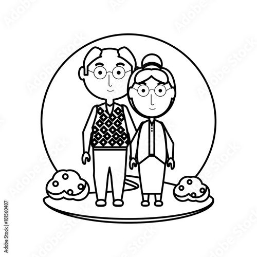 cartoon eldery couple icon over white background vector illustration