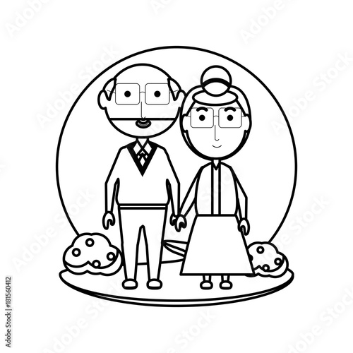 cartoon eldery couple icon over white background vector illustration