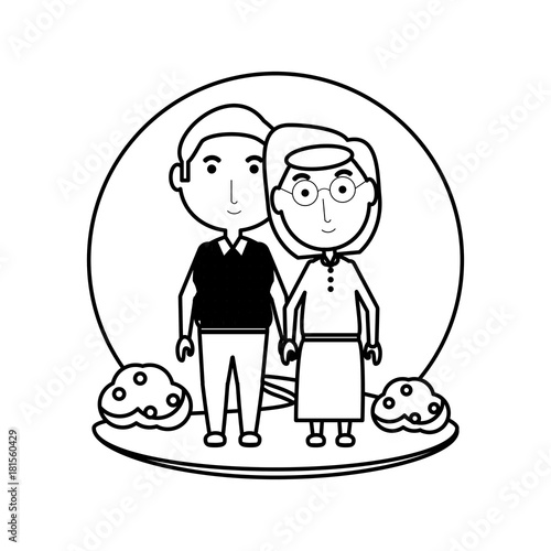 cartoon eldery couple icon over white background vector illustration