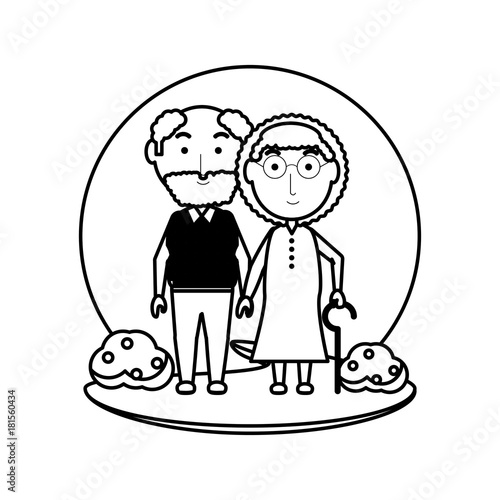 cartoon eldery couple icon over white background vector illustration