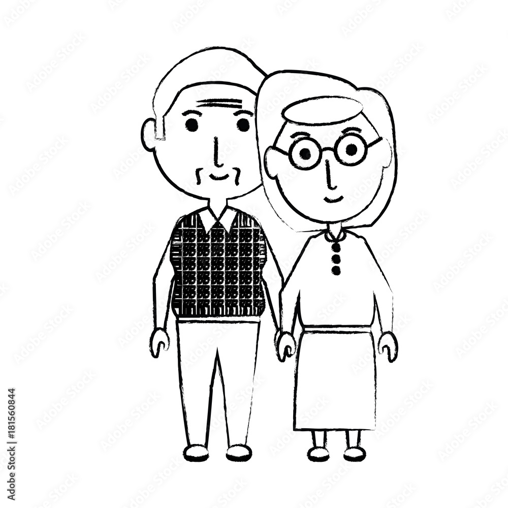 cartoon eldery couple icon over white background vector illustration