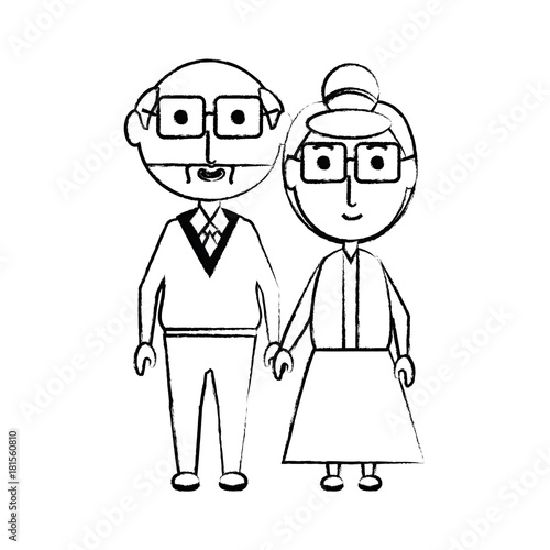 cartoon eldery couple icon over white background vector illustration