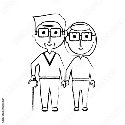cartoon eldery couple icon over white background vector illustration