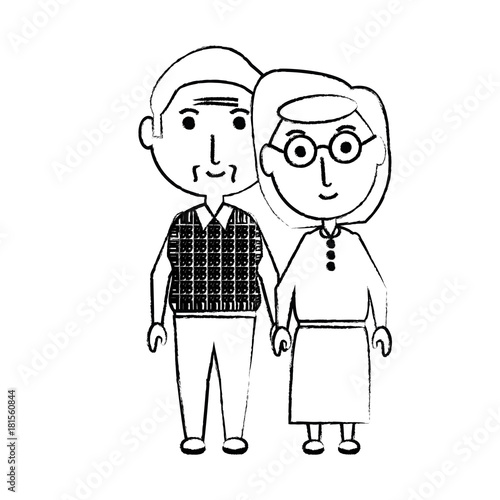 cartoon eldery couple icon over white background vector illustration