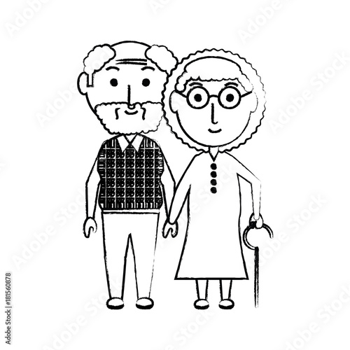 cartoon eldery couple icon over white background vector illustration