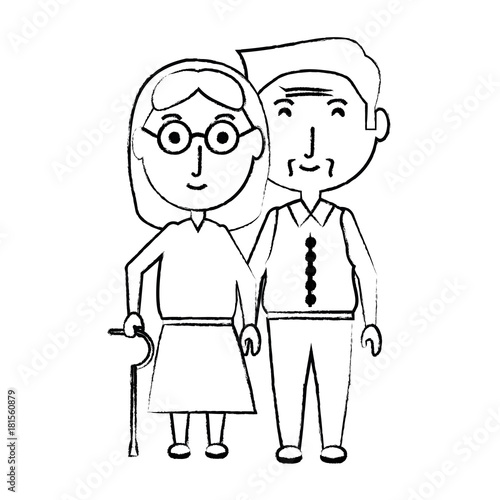 cartoon eldery couple icon over white background vector illustration