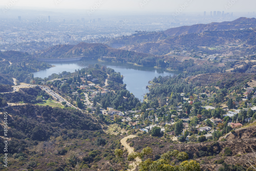 Aerial view of Hollywood Reservoir