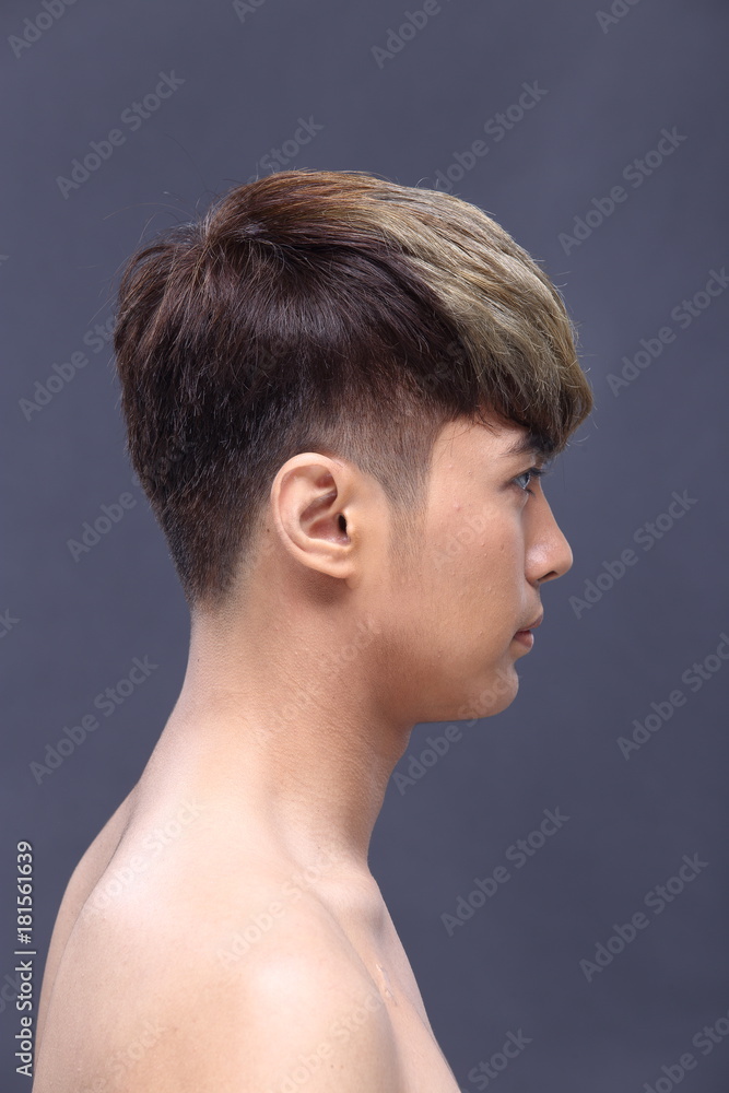 Fototapeta premium Asian man after make up hair style. no retouch, fresh face