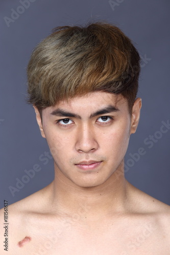 Asian man before make up hair style. no retouch, fresh face