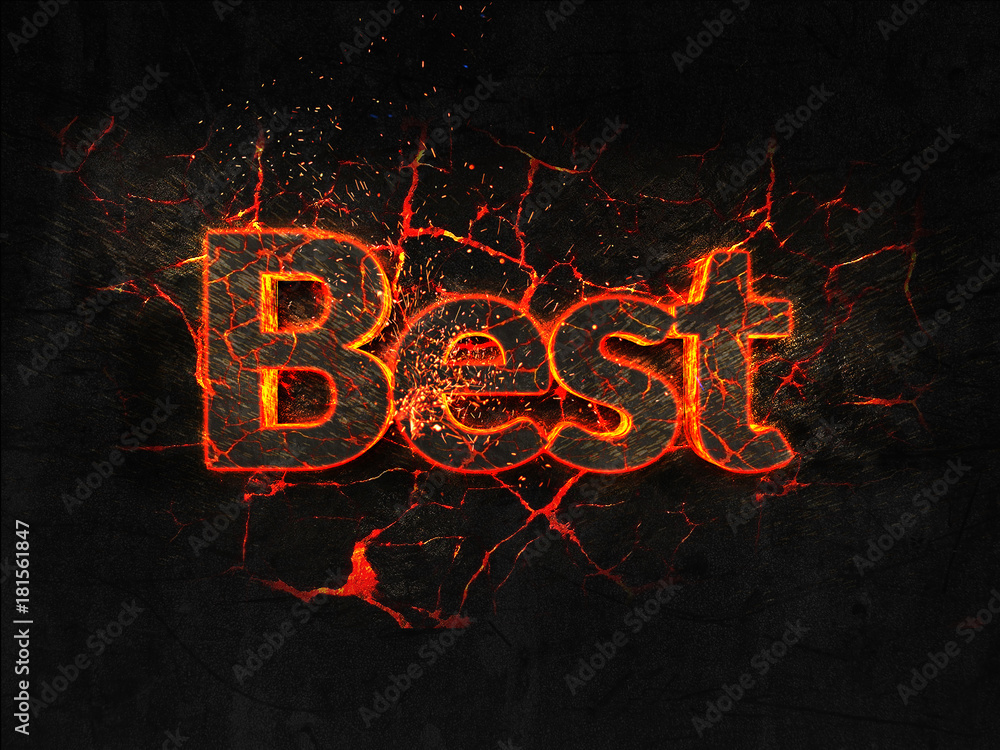 Anime Fire text flame burning hot lava explosion background. Stock