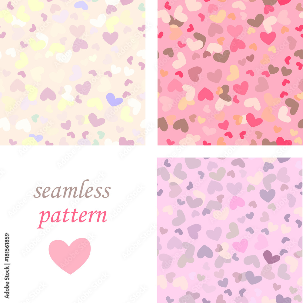 Motley seamless girly background with colorful hearts