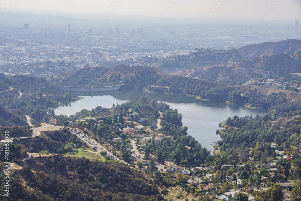 Aerial view of Hollywood Reservoir