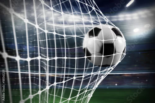 Obraz Piłka nożna zdobywa bramkę w sieci