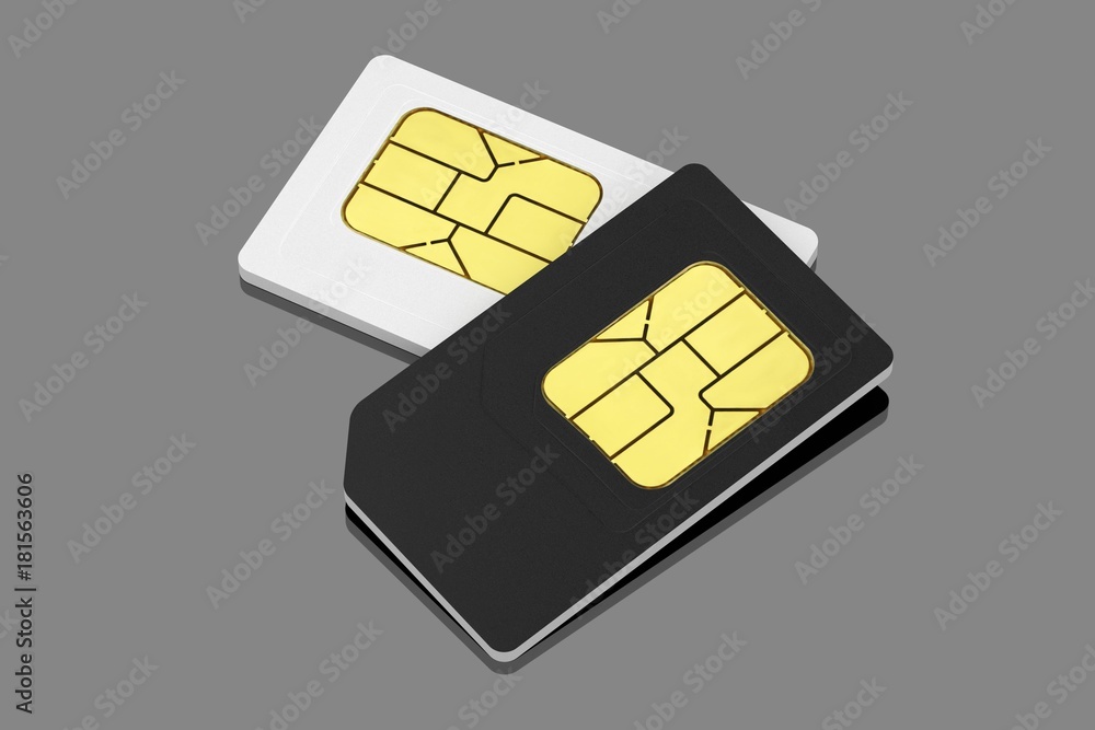 close up set or group of sim card. 3D Render close up set or group of sim card. 3D Render