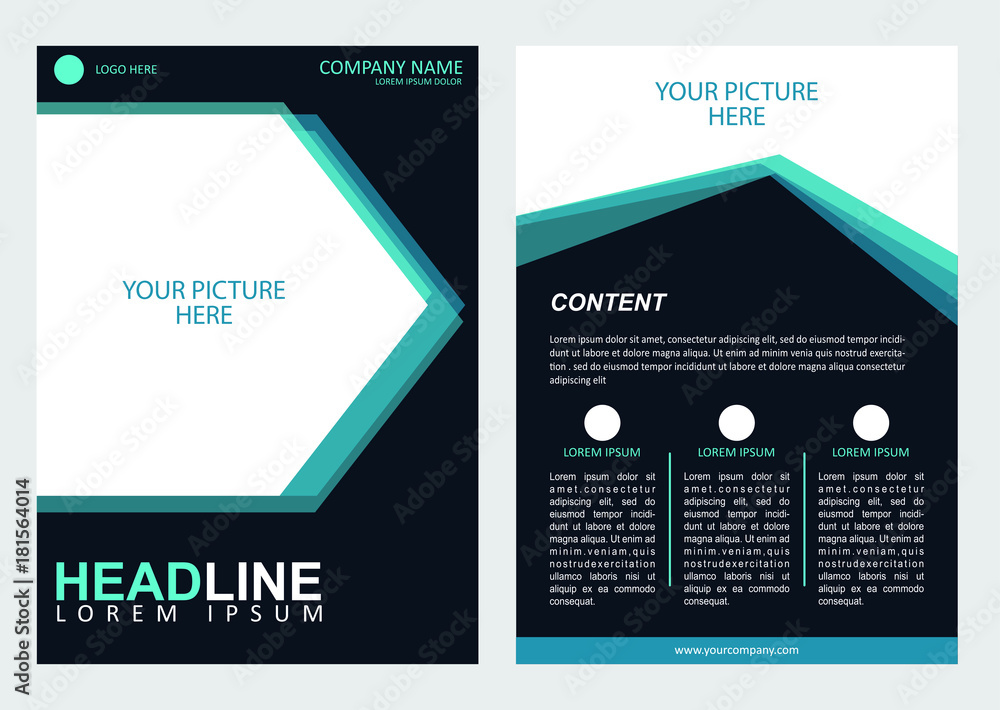 White and blue flyer vector design for leaflet, business brochure or ...