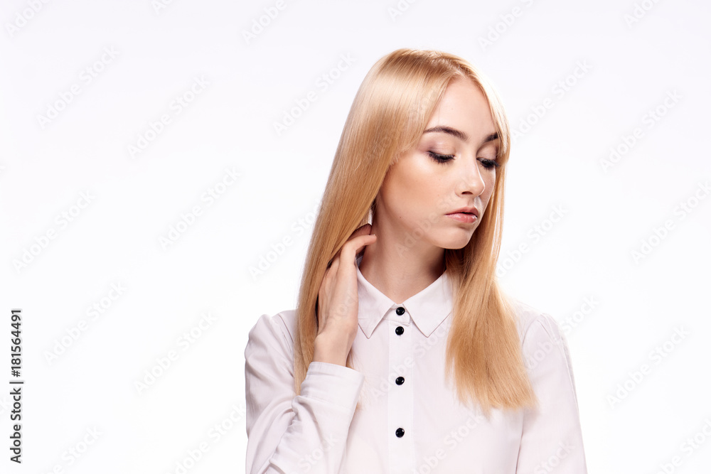 Young woman on white isolated background, portrait Young woman on white isolated background, portrait