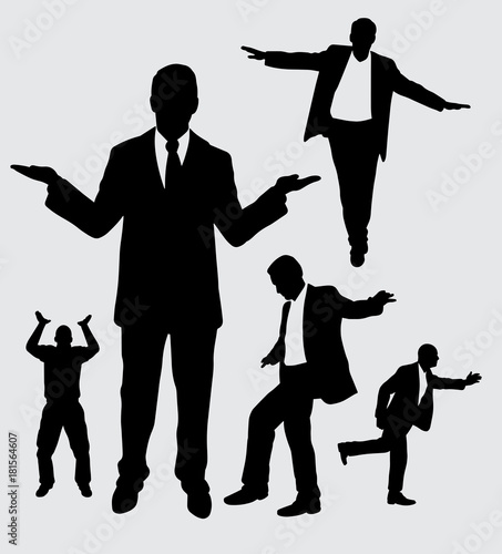 Businessman action silhouette good use for symbol, logo, web icon, mascot, sign, sticker, or any design you want.