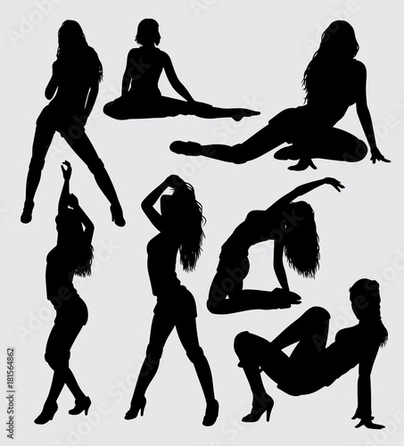 sexy lady action silhouette. Good use for symbol, logo, web icon, mascot, or any design you want.