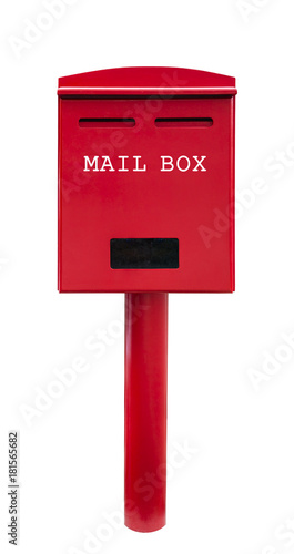 Red mail box on white background