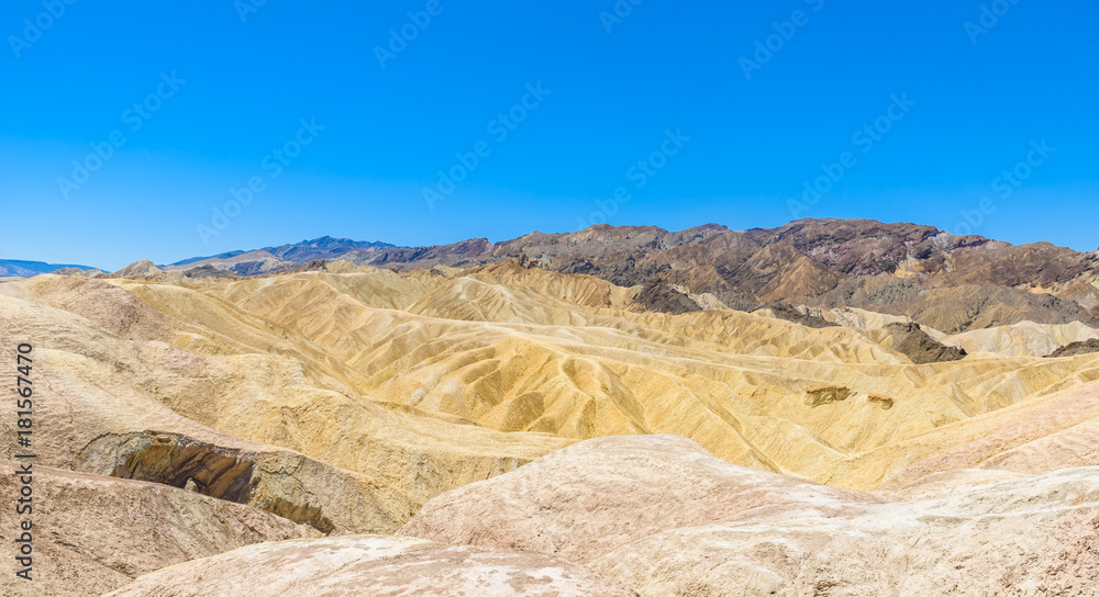 Zabriskie Point - View to the colorful ridges and sand formation at Death Valley National Park, California, USA