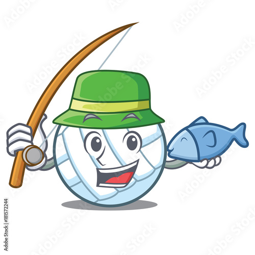 Fishing volley ball character cartoon