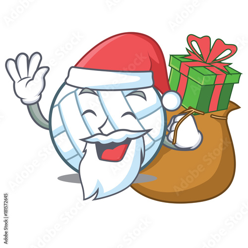Santa with gift volley ball character cartoon