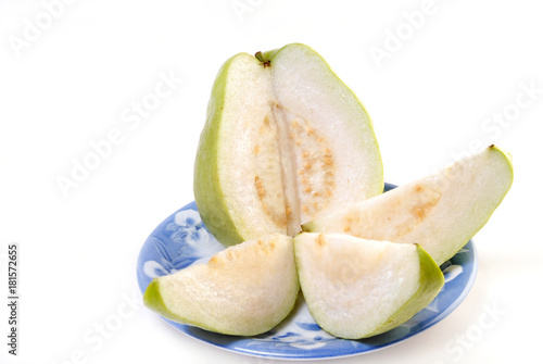 Fresh and health guava on white background.