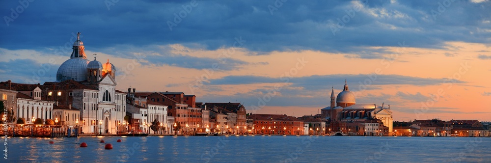 Venice skyline panorama at night