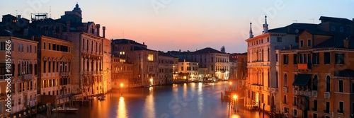 Venice canal night panorama