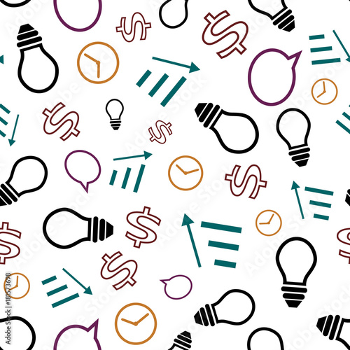 Business icons seamless vector. Business seamless background