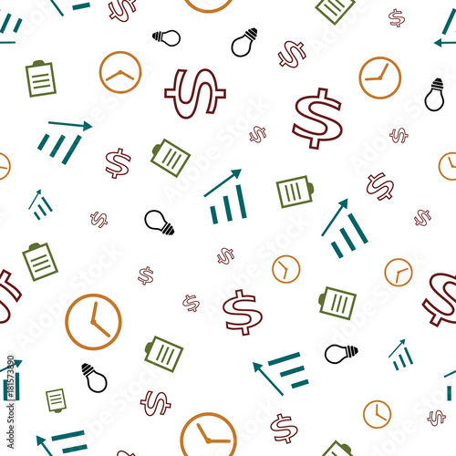 Business icons seamless vector. Business seamless background