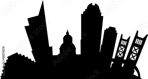 Cartoon skyline silhouette of the city o Sacramento, California, USA.