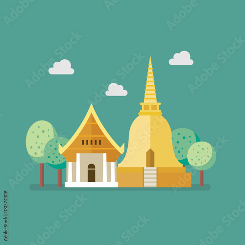 Golden pagoda and buddhism temple