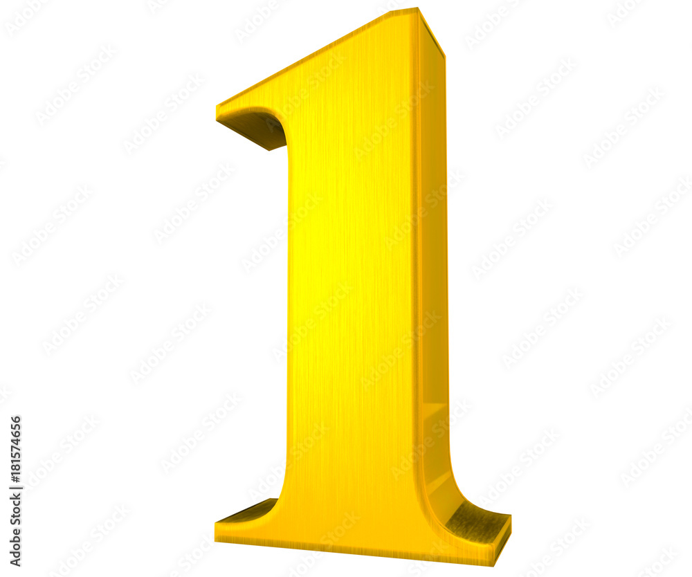 3D golden number 1 3D golden number 1