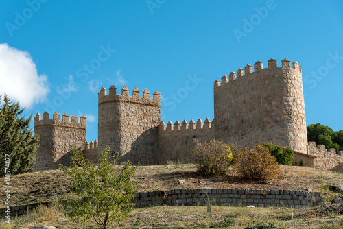 The imposing medieval city wall of Avila in Spain