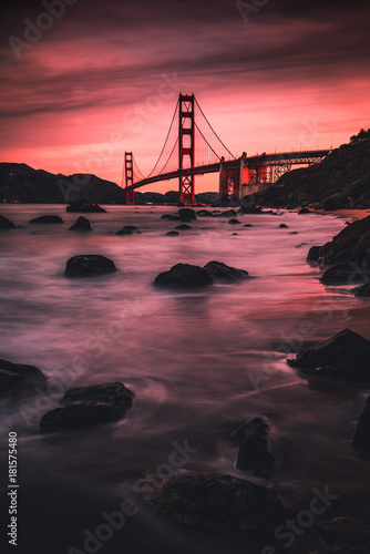 Fire red sunset marshals beach san francisco golden gate bridge © Abraham